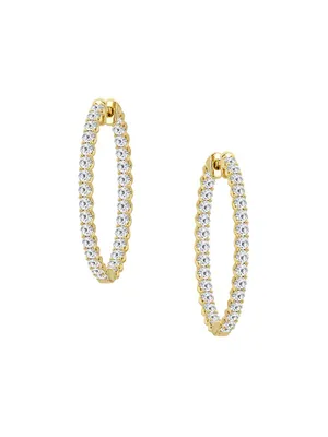 14K Gold & TCW Natural Diamond Inside-Out Hoop Earrings
