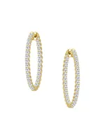 14K Gold & TCW Natural Diamond Inside-Out Hoop Earrings