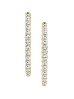 14K Gold & TCW Natural Diamond Inside-Out Hoop Earrings