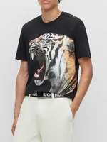 Cotton-Jersey T-Shirt with Tiger Graphic