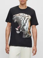 Cotton-Jersey T-Shirt with Tiger Graphic