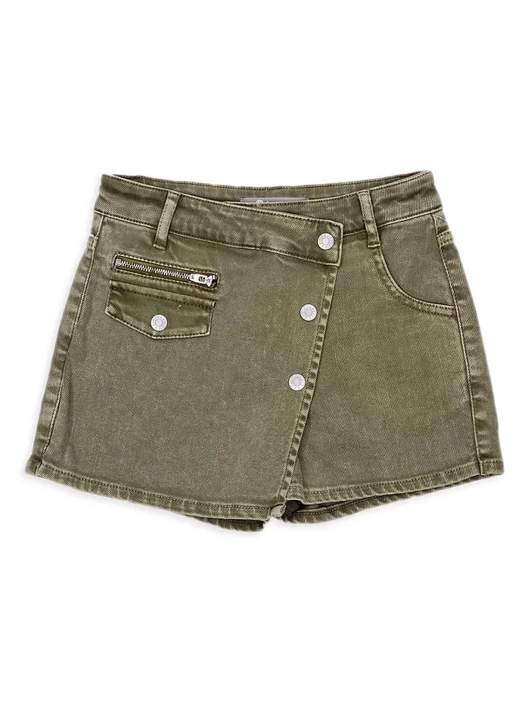 Little Girl's & Overflap Buttoned Denim Skort