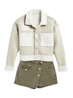 Little Girl's & Overflap Buttoned Denim Skort