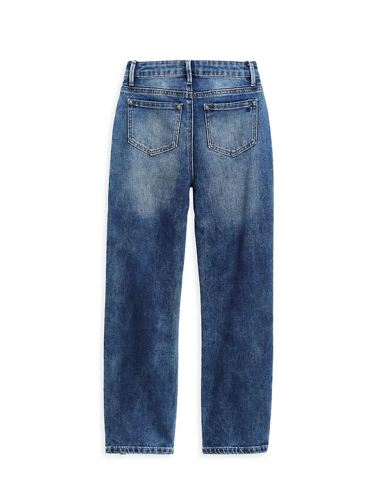 Girl's High-Rise Crop Straight-Leg Jeans