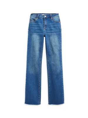 Little Girl's & Frayed High-Rise Bootcut Jeans