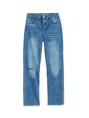 Little Girl's & Fray Hem Straight-Leg Crop Jeans