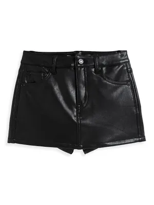 Girl's Faux Leather Mini Short