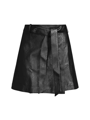 Tanner Vegan Leather Wrap Miniskirt