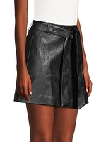 Tanner Vegan Leather Wrap Miniskirt