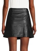 Tanner Vegan Leather Wrap Miniskirt