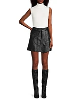 Tanner Vegan Leather Wrap Miniskirt