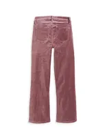 Girl's Velvet High-Rise Kick Boot Slit Pants