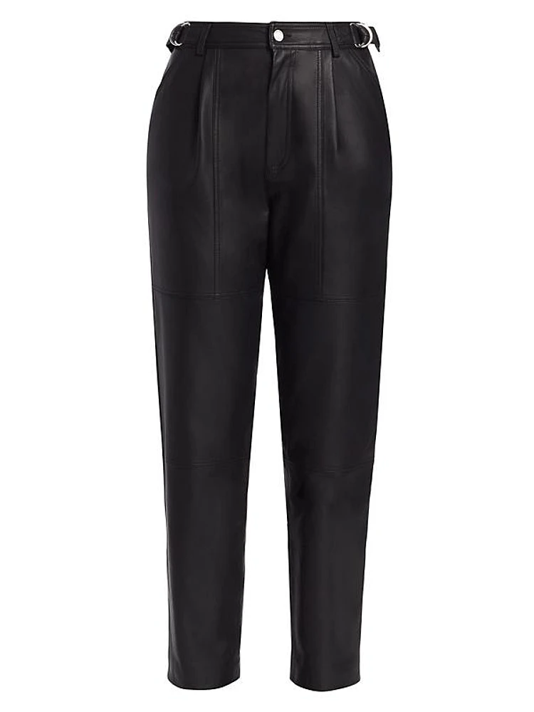 Hazel Buckled Leather Pants