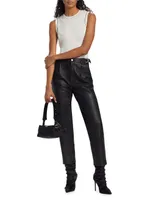 Hazel Buckled Leather Pants