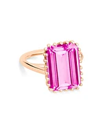 Cocktail 18K Rose Gold & Pink Topaz Ring