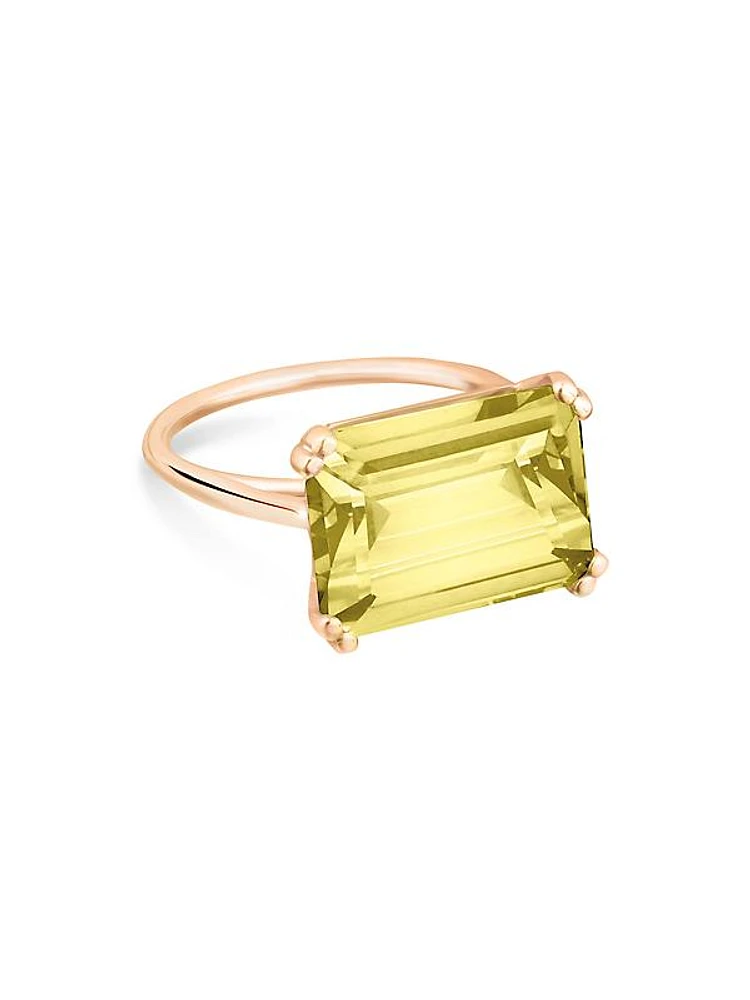 18K Rose Gold & Lemon Quartz Cocktail Ring