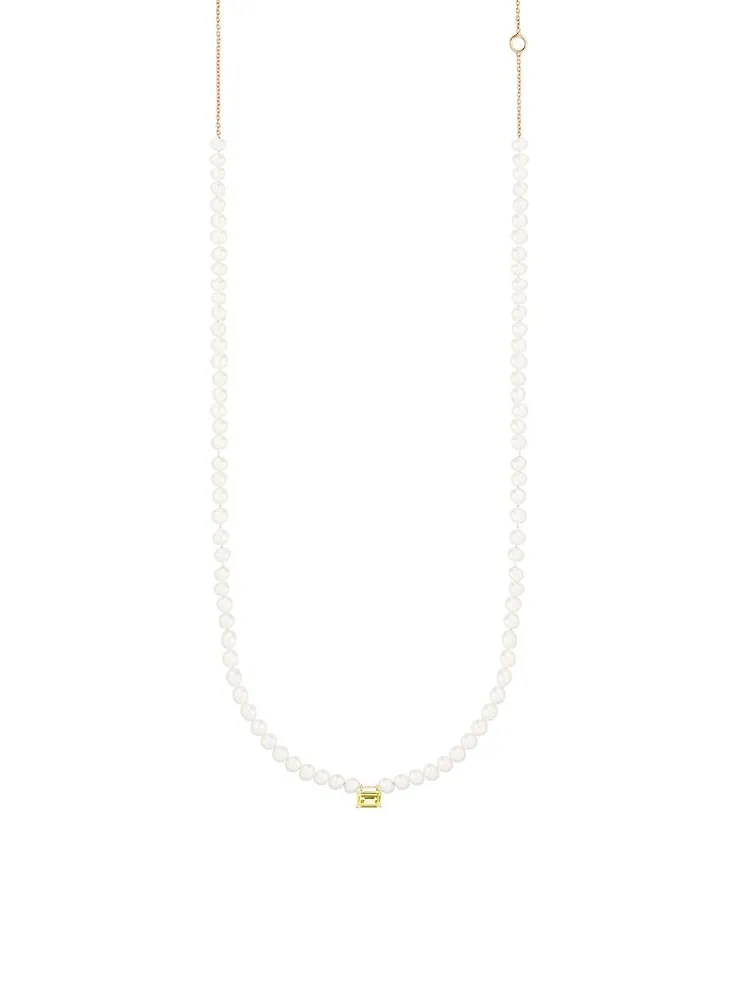 Cocktail 18K Rose Gold, Cultured Pearl & Lemon Quartz Pendant Necklace