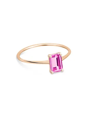 Cocktail 18K Rose Gold & Mini Pink Topaz Ring