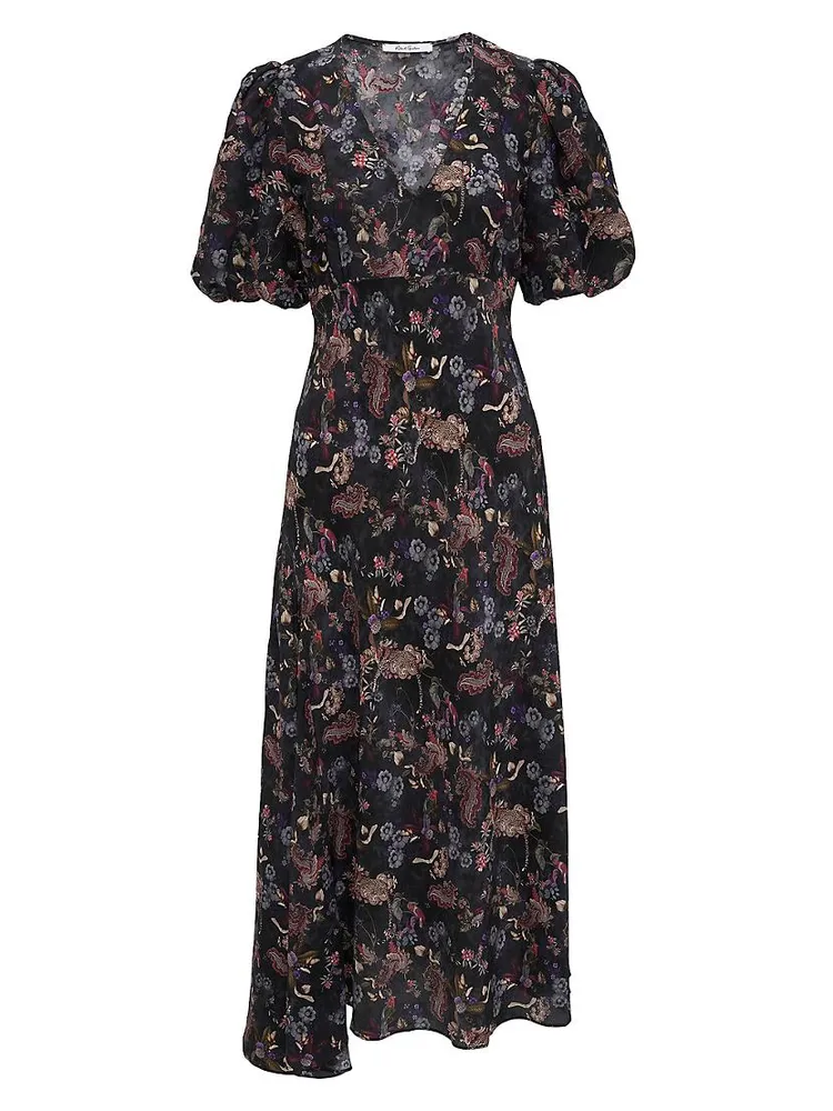 Maia Silk-Blend Floral Midi-Dress