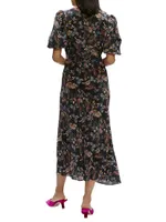 Maia Silk-Blend Floral Midi-Dress