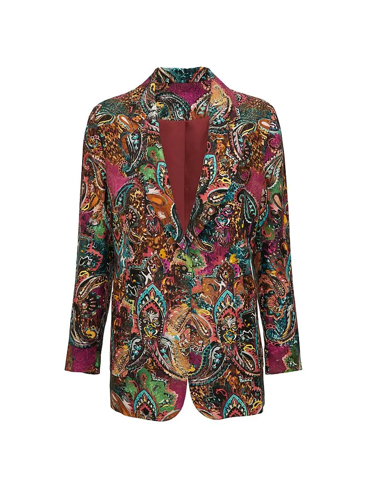 Dylan Silk-Blend Paisley Blazer