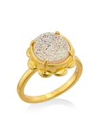 Goldtone & Agate Ring