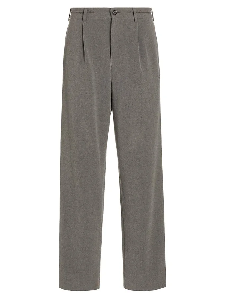 Raw-Edge Pleated Pants