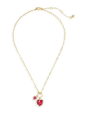 Sweetheart Goldtone & Cubic Zirconia Pendant Necklace