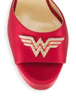 Warner Bros X Nalebe Wonder Woman 130MM Silk & Crystal Platform Sandals