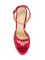 Warner Bros X Nalebe Wonder Woman 130MM Silk & Crystal Platform Sandals