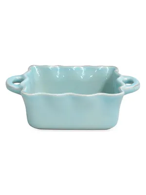 Stoneware White Square Ruffle Baker With Handles