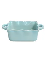 Stoneware White Square Ruffle Baker With Handles