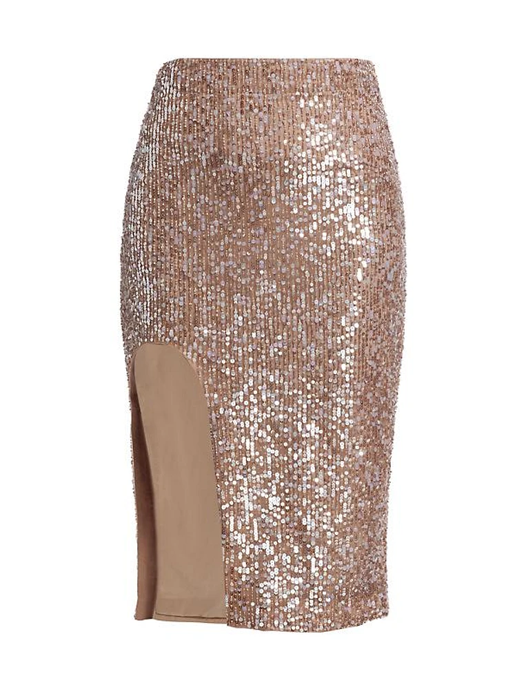 Sequined Slit Skirt