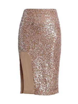 Sequined Slit Skirt