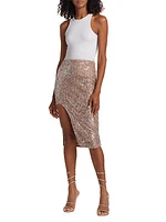 Sequined Slit Skirt