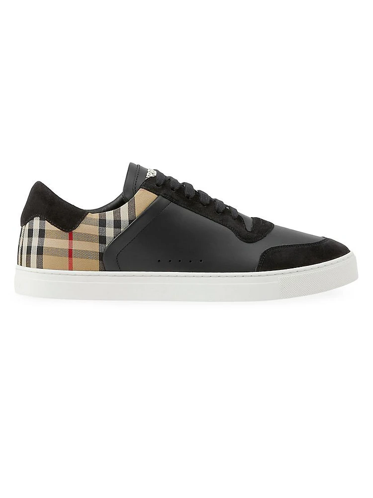 Stevie Check Leather & Canvas Sneakers