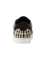 Stevie Check Leather & Canvas Sneakers