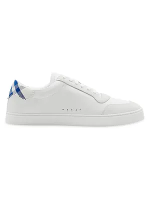 Check Leather-Cotton Sneakers