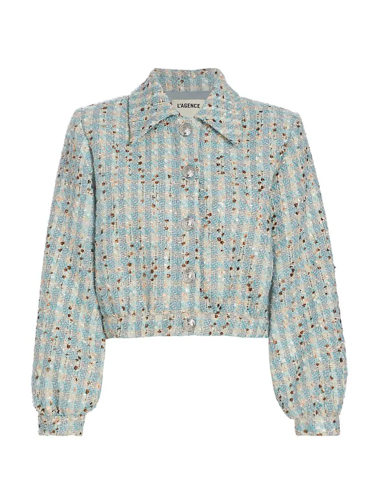 Bridges Cropped Metallic Tweed Jacket