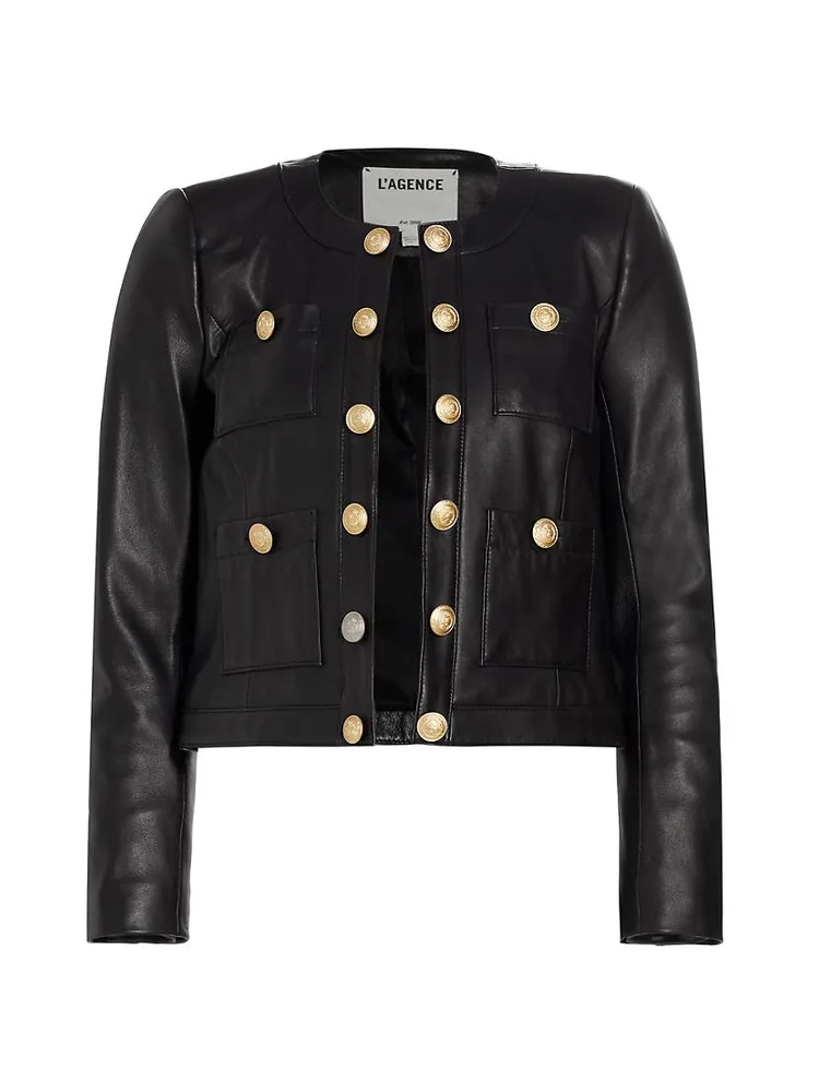 Jayde Collarless Leather Jacket