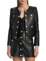 Jayde Collarless Leather Jacket