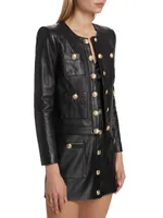 Jayde Collarless Leather Jacket