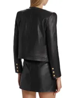 Jayde Collarless Leather Jacket