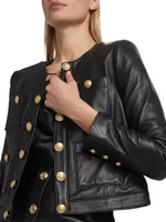 Jayde Collarless Leather Jacket