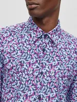 Slim-Fit Shirt Printed Performance-Stretch Fabric