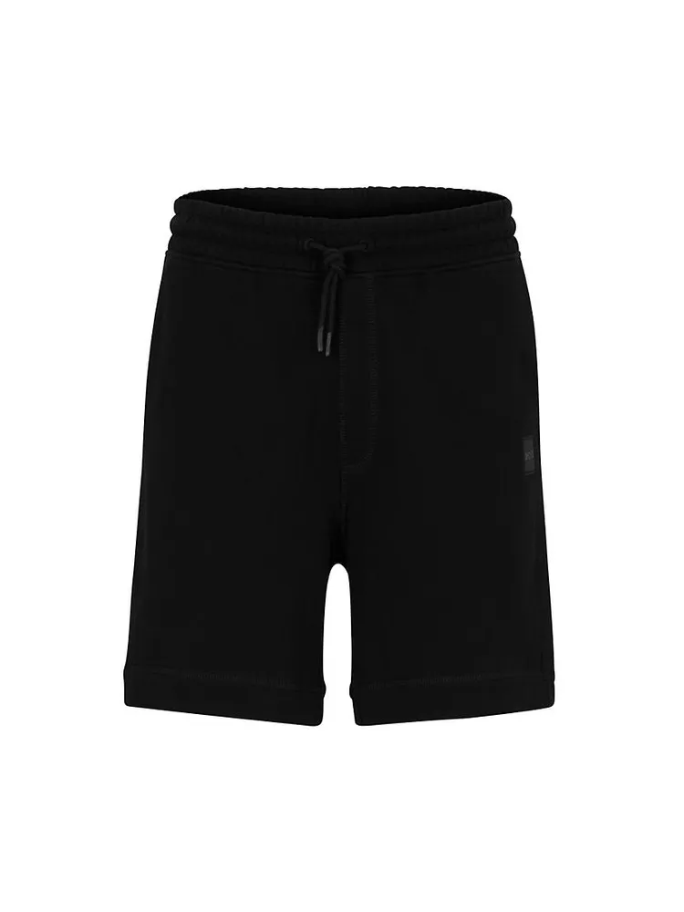 Drawstring Shorts French Terry Cotton with Logo Patch