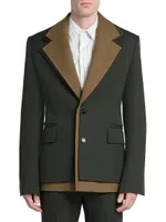 Layered Wool Two-Button Blazer