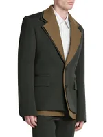 Layered Wool Two-Button Blazer