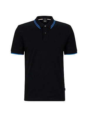 Interlock-cotton Slim-Fit Polo Shirt with Jacquard Stripes