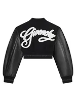 College Cropped Varsity Jacket Wool And Leather